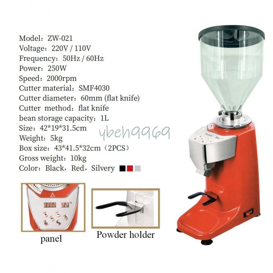 1L 250W Home Commercial Electric Coffee Bean Grinder Grind Burr Milling Espresso - Image 2 of 4
