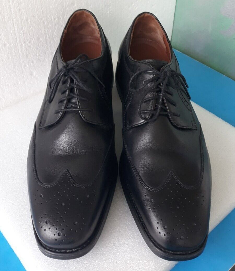 SAOLA Johnston Murphy ~ Oxford da uomo taglia 9M ~ XC4 Wingtip 15 3027 ~ Pelle nera