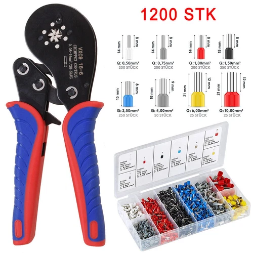 1200 teilig Set Crimpzange Aderendhülsenzange Presszange 0,08-16mm² Kabelschuhe - Bild 8 von 17