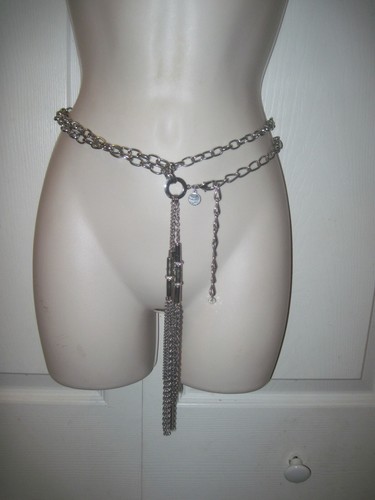 WHBM Exotic Chain Belt Multiple Tiers Unique Metal Chain Tassels & Rhinestones - Picture 11 of 15