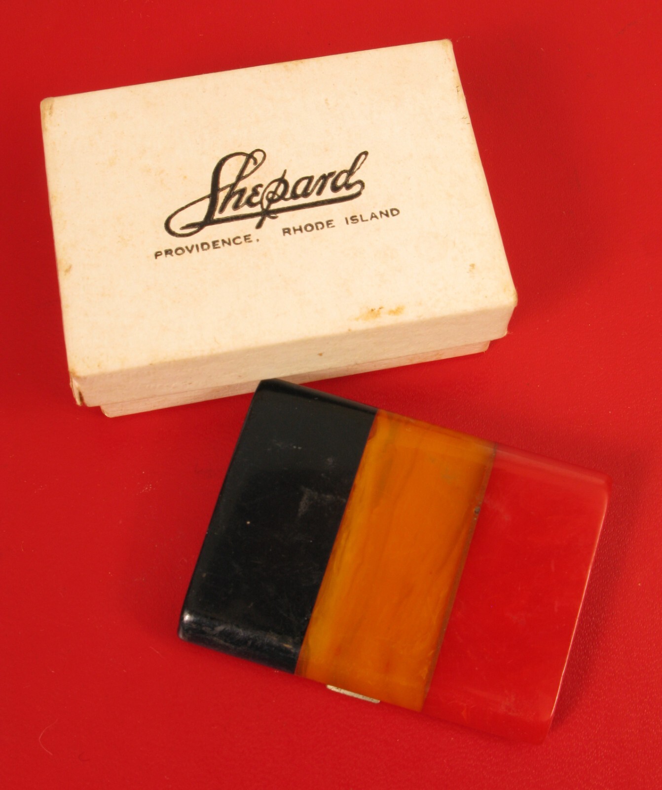 VINTAGE TRICOLOR BAKELITE BELT BUCKLE WOMENS MODERNIST 1950's