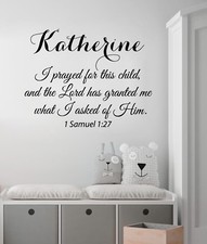 I Prayed For This Child Wall Decal Quote Girl Name Decal Nursery Decor Art KI158