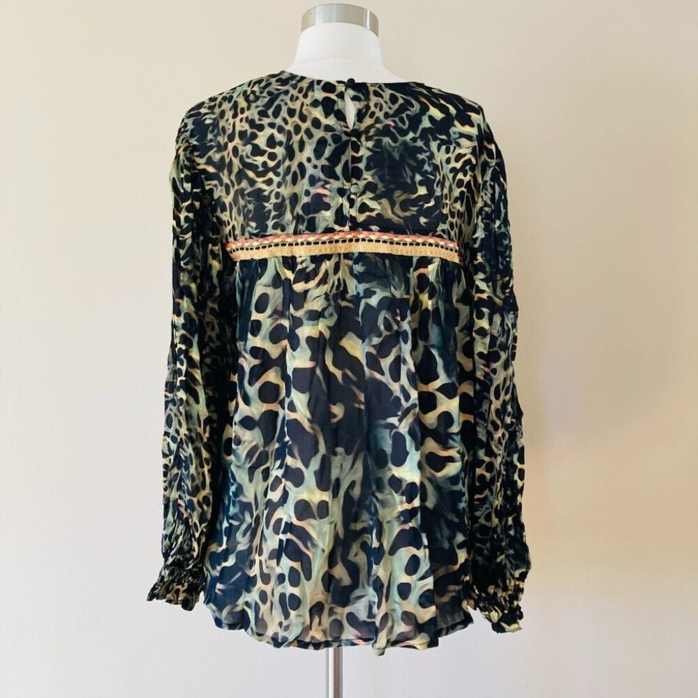 eclectic leopard peasant blouse