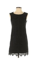 Alice Moon Collection Dress Small Black Sleeveless Back Zip Knit Overlay