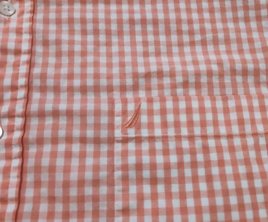 Nautica Shirt Mens 3XLT Pink Gingham Check Long Sleeve Button Down 100% Cotton - Image 3 of 4