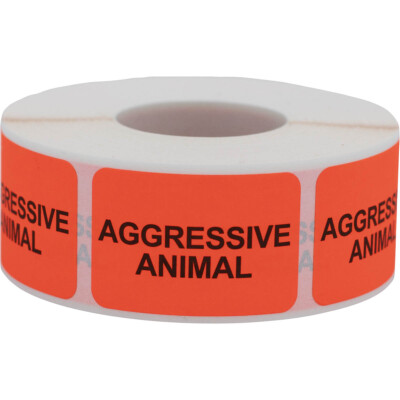 Aggressive Animal Labels | 1  x 1.5  Rectangle - 500 Pack