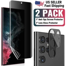 For Samsung S23 Ultra Plus 22 Privacy Hydrogel Screen Protector Camera Protector