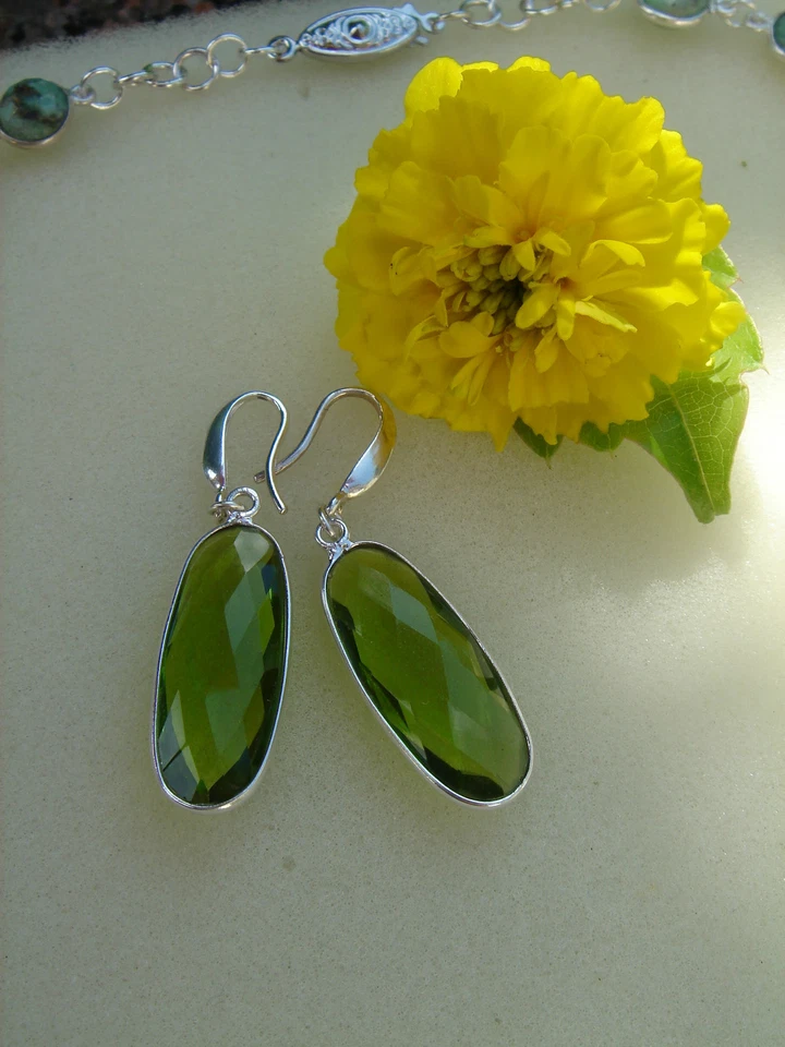 Funkel-Ohrringe in tollem Grün! Peridot-Quarz an Silber! - Bild 4 von 4