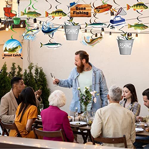 60Pcs Gone Fishing Party Supplies Gone Fishing Banner Ceiling Streamers Fish ... - Bild 5 von 6