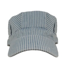 Adult's Adjustable Blue and White Striped Railroad Engineer Train Conductor Hat