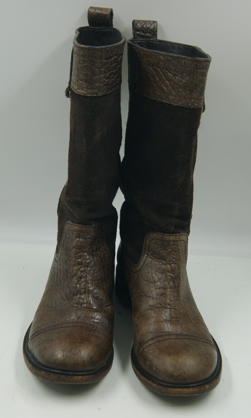 Tory Burch Corey Women's Boots Size 5.5 Brown Leather Cap Toe Pull On Mid Calf thumbnail 4