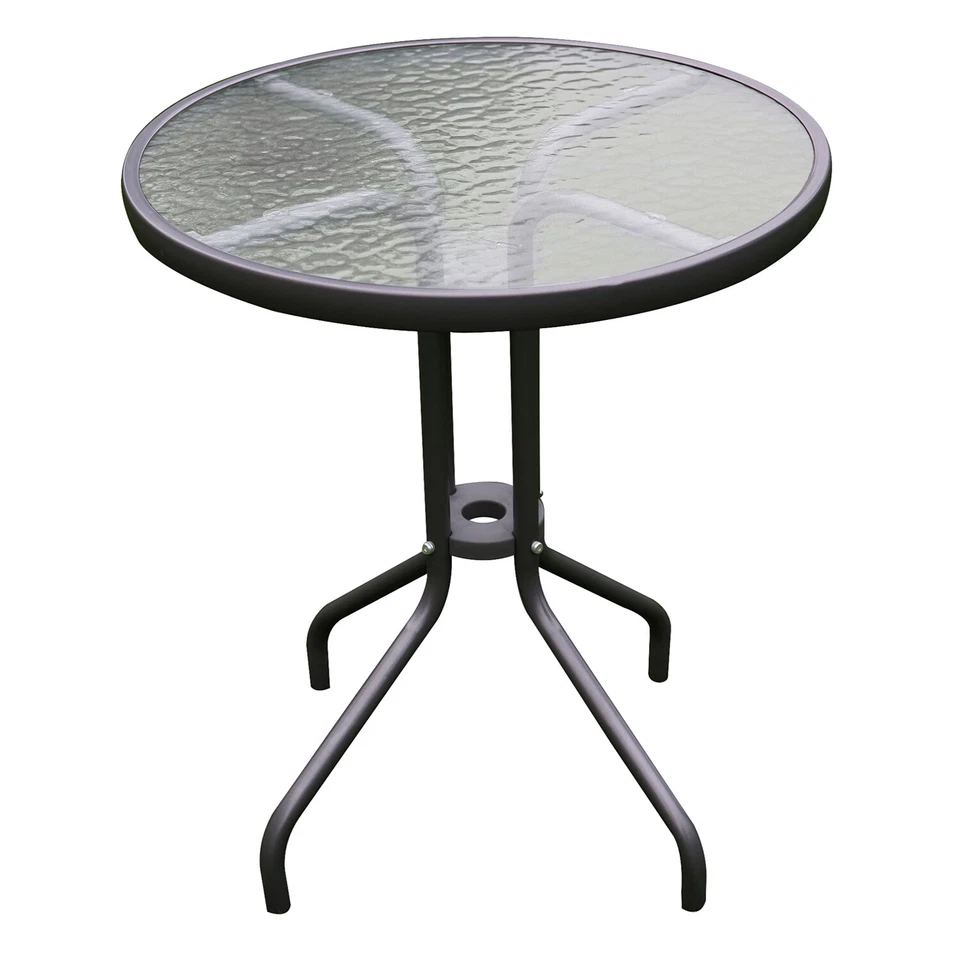 Mojawo® 3-teilige Bistrogarnitur Bistroset Bistrotisch Ø 60cm Silber/Schokobraun - Bild 2 von 3