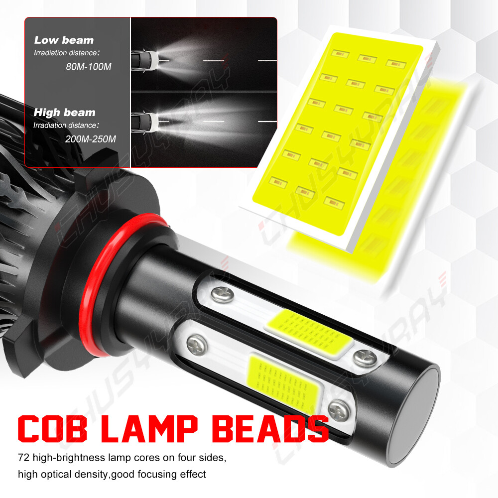 4Xh9+H11 Led Headlight Kits Bulbs For Chevrolet Malibu 2008-2012 Ltz Hi/Lo Beam