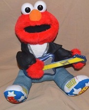 12" Elmo "Rock Roll" Plush Doll Interactive Tyco 1997 Sesame Street Guitar