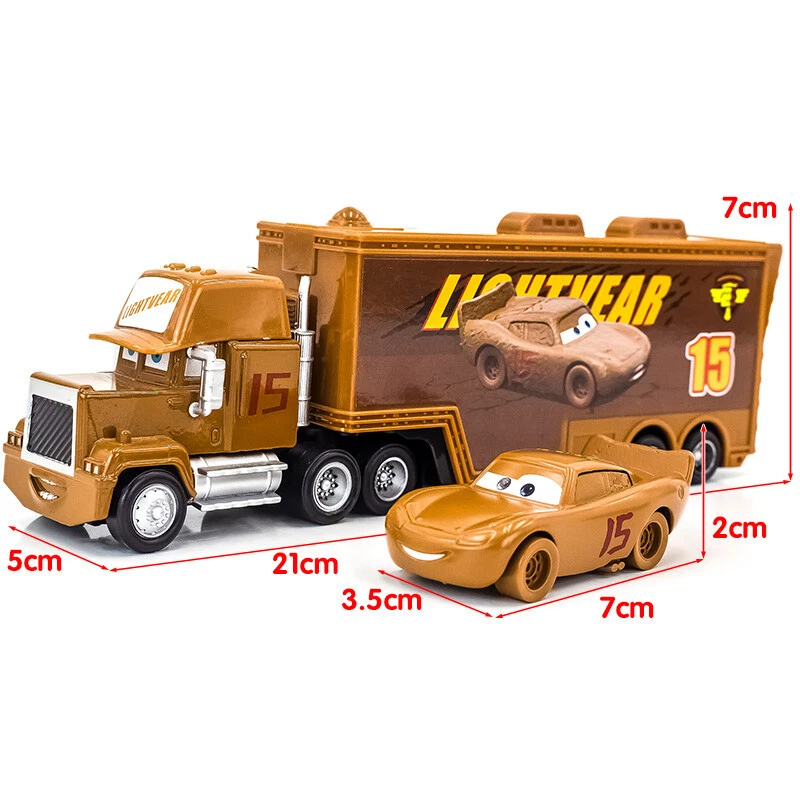 Paquete de 2 coches Disney Pixar Nº15 Muddy McQueen Mack camión + coche 1:55 juguetes diecast Foto 2 de 4