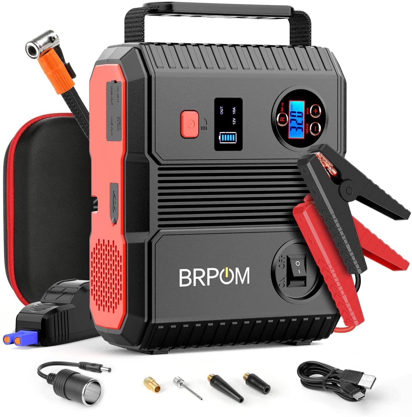 5000A Jump Starter 6000A Peak Battery Booster Tire Inflator Power Bank 12V