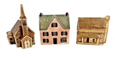 KELLER CHARLES England 3 Miniature Philadelphia Houses Ceramic #3022 #3027 #3026