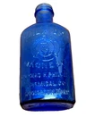Vintage 7” Cobalt Blue Glass Milk Of Magnesia Embossed Bottle - 7 Inches Tall