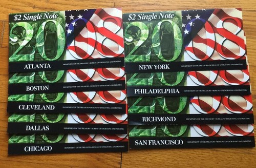 Set Of 2008 $2 Single Note 9 Districts with Series 2003 From BEP - Picture 7 of 7