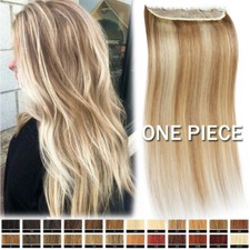 Soft Silky One Piece 100 Remy Human Hair Clip In 3/4 Full Head Extensions THICK