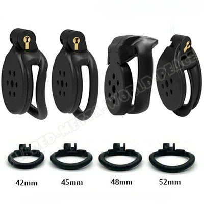 Male Chastity Device Super Small Flat Resin Cobra Chastity Cage Lock Belt Rings