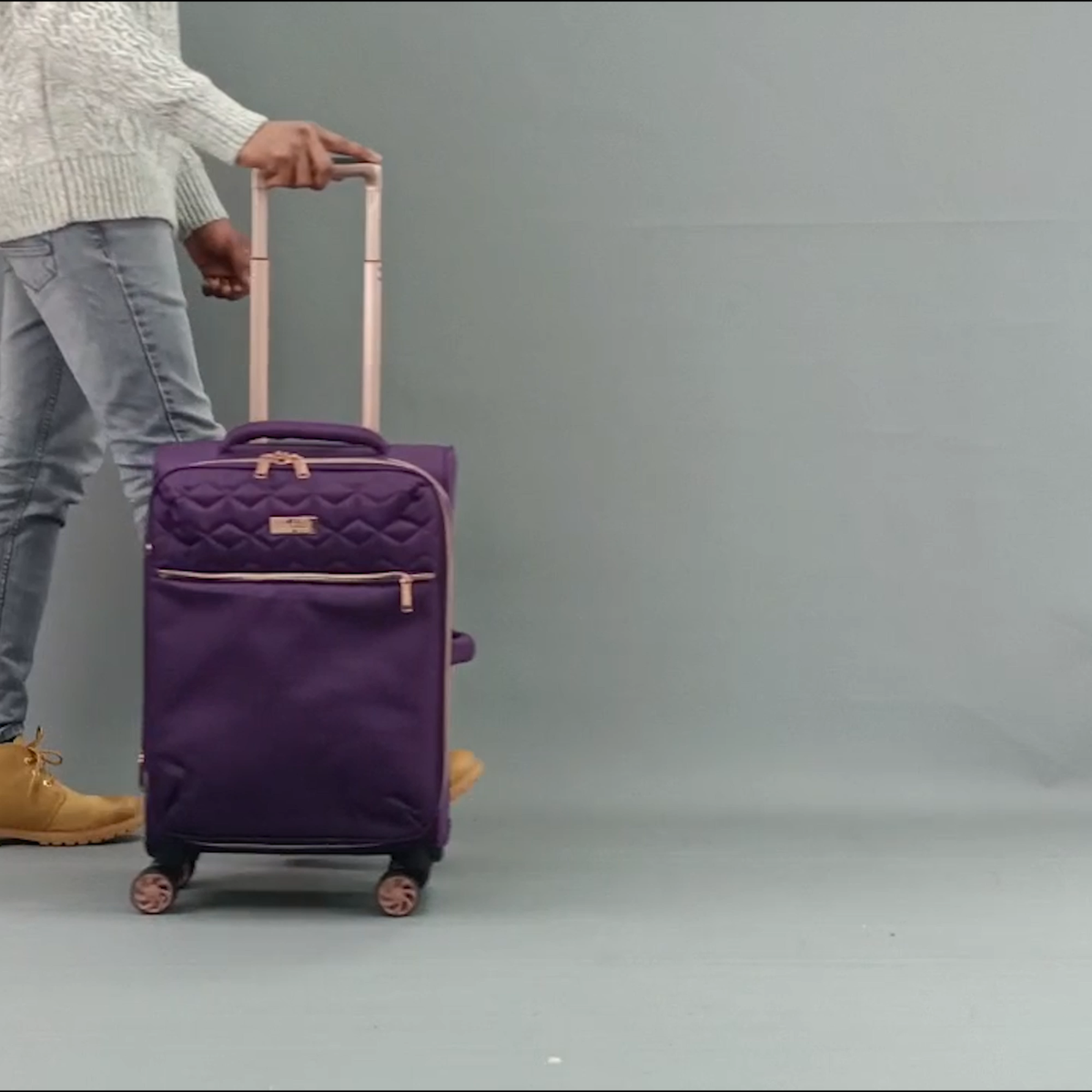 Cabina Viola Valigia Set Ruota Bagaglio Viaggio Casi Morbido