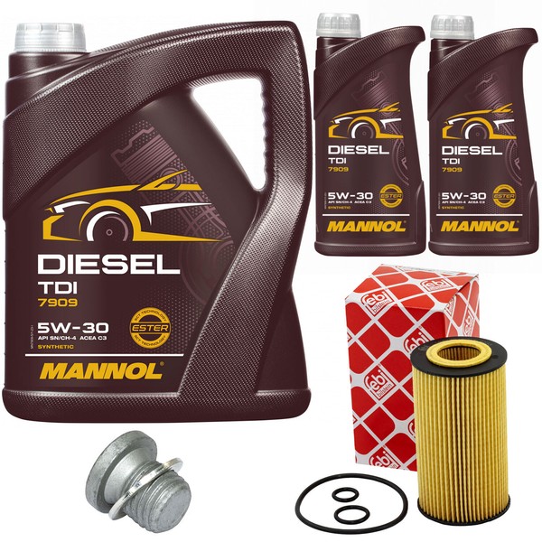 MotoröL Set Mannol 5W-30 7 Liter + ÖLfilter + Schraube FüR Mercedes E-Klasse Glk-image