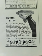 1950 Game Room bottle biter opener Mouth teeth bar accessory vintage ad