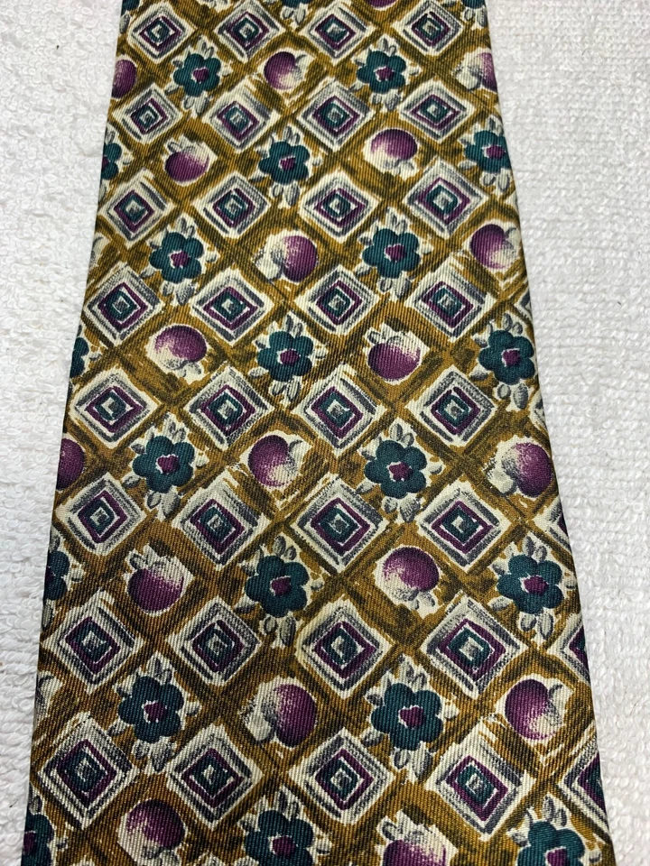 PIERRE CARDIN МУЖСКОЙ ГАЛСТУК ЗОЛОТОЙ С ФИОЛЕТОВЫЙ И ЗЕЛЕНЫЙ 4 X 59 - Изображение 3 из 4