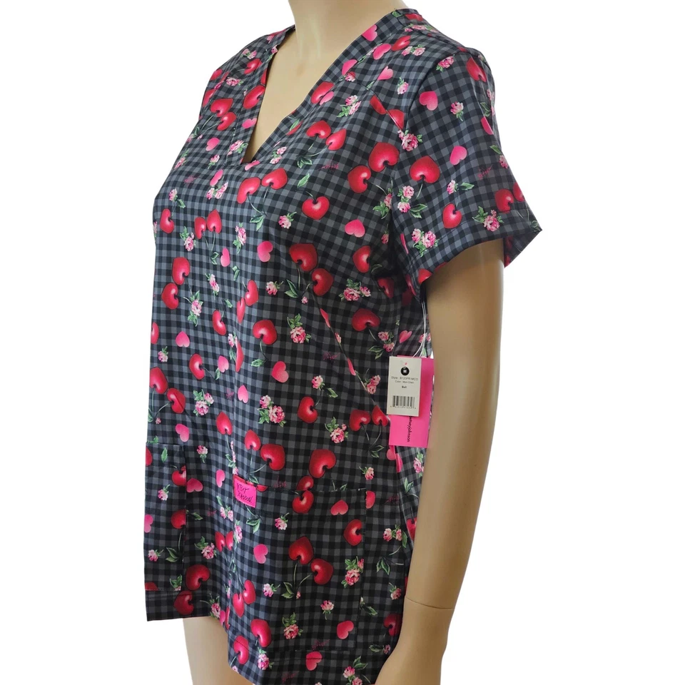 Betsey Johnson Koi Bell Women’s Scrub Top Mon Cheri - Image 3 of 4