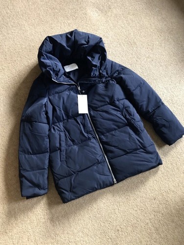 Zara Navy Blue High Collar Puffer Coat 