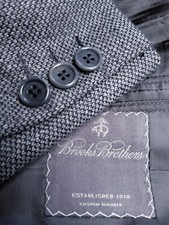 46S BROOKS BROTHERS Custom Tailored Gray Canvas Blazer Tweed Sport Coat Jacket