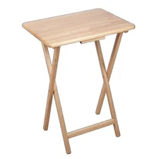 Indoor Single Folding TV Tray Table Set of 2 in Natural L19 x W15 x H26inches.