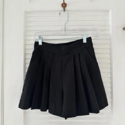 Aqua Black Pleated Skorts With Pockets