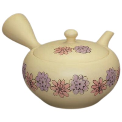 Teapot Kyusu Tokoname - AKIRA - Yellow - 260 ml/cc - Stainless Mesh - Floral