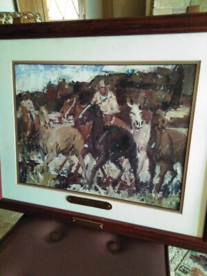 SALE! James L Colt Signed And Framed Western Painting ''Wild Horse Roundup''