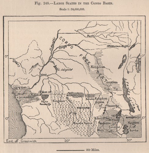 Large States in the Congo Basin. Congo Free State. Angola. DR Congo 1885 map