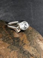 NATURAL WHITE TOPAZ GEMSTONE RING set in .925 STERLING SILVER FREE SHIPPING 