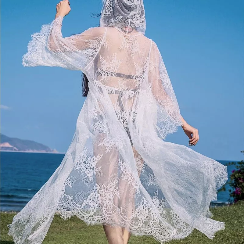 Sheer mesh long cardigan sale