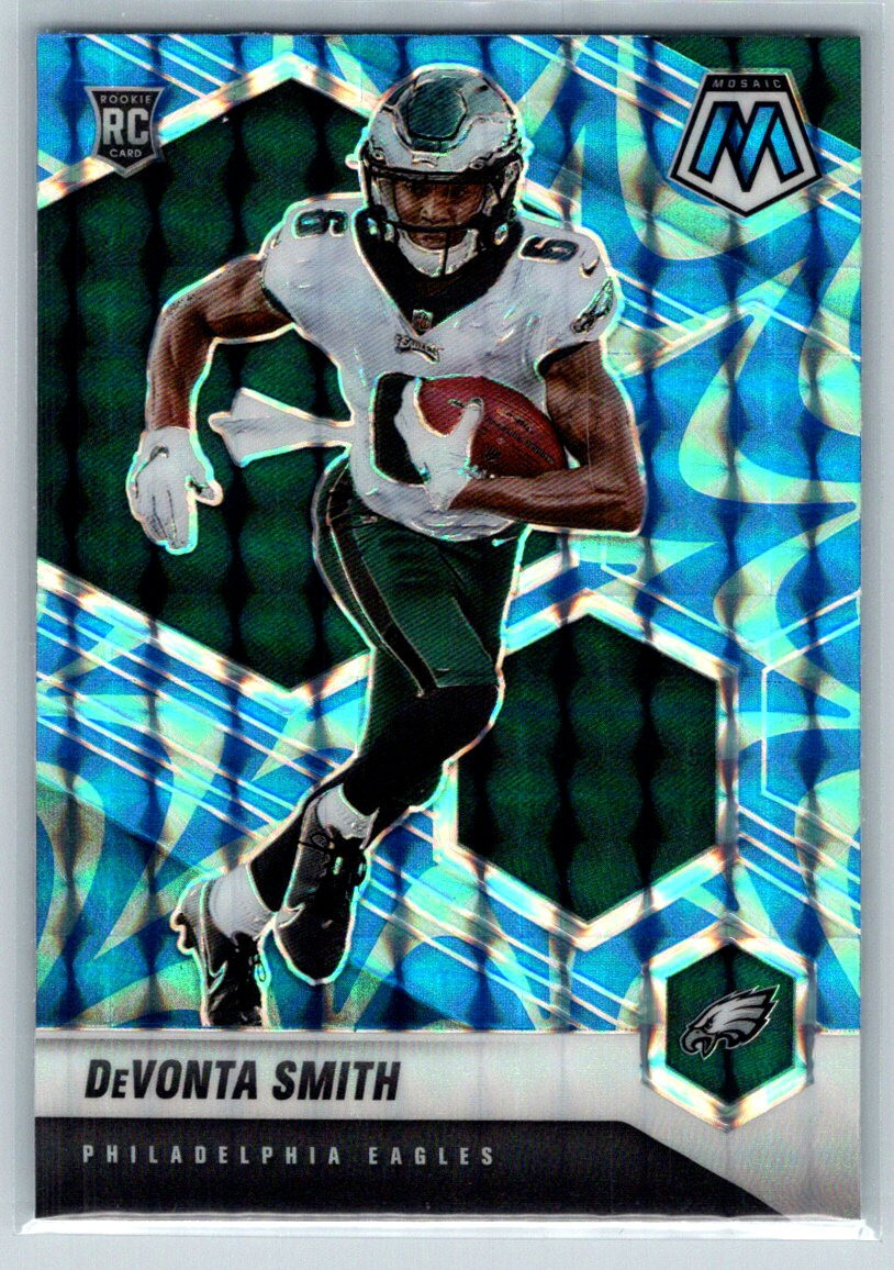 DeVonta Smith 2021 Panini Mosaic Prizm Reactive Blue RC #305 Eagles TC5748