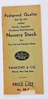 1920s Emmons & Co Nursery Co Wholesale Price List Advertising Ephemera Newark NJ