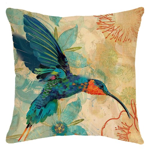 Birds Throw Pillow Covers 18x18 Hummingbirds Parrot Decorative Cushion Cases - Picture 18 of 32