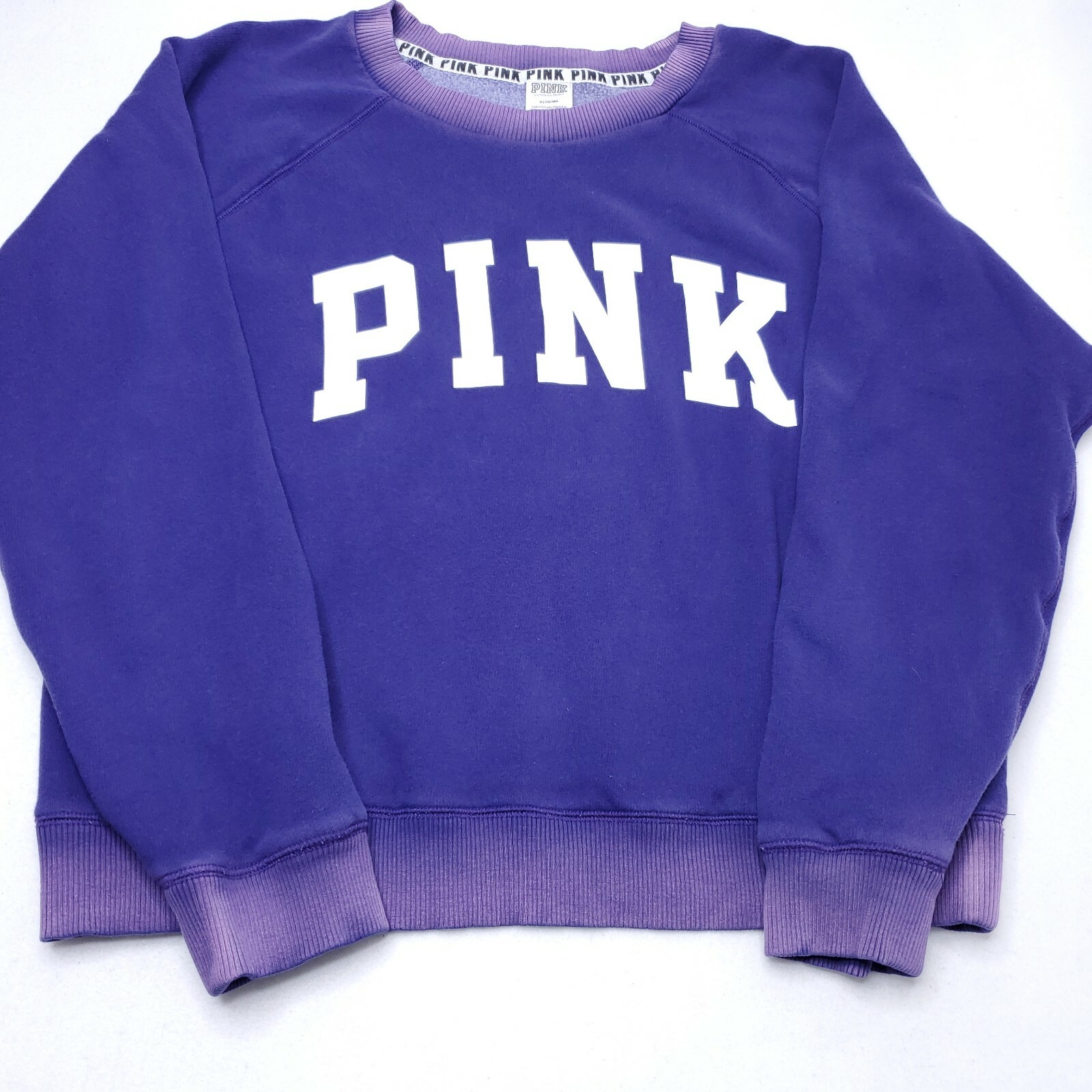 Victoriau0026#039;s Secret PINK Varsity Crewneck Purple Spellout Sweatshirt  Size Medium | eBay