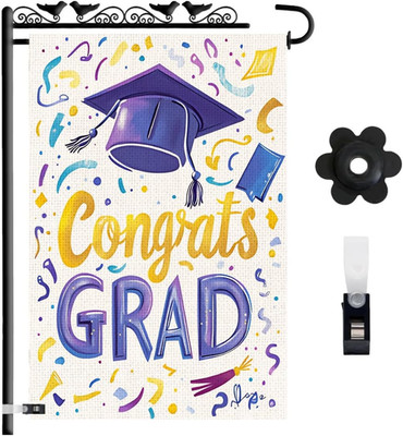Congrats Grad Garden Flag 12X18   Graduation Yard Flag Outdoor Burlap, Double Si
