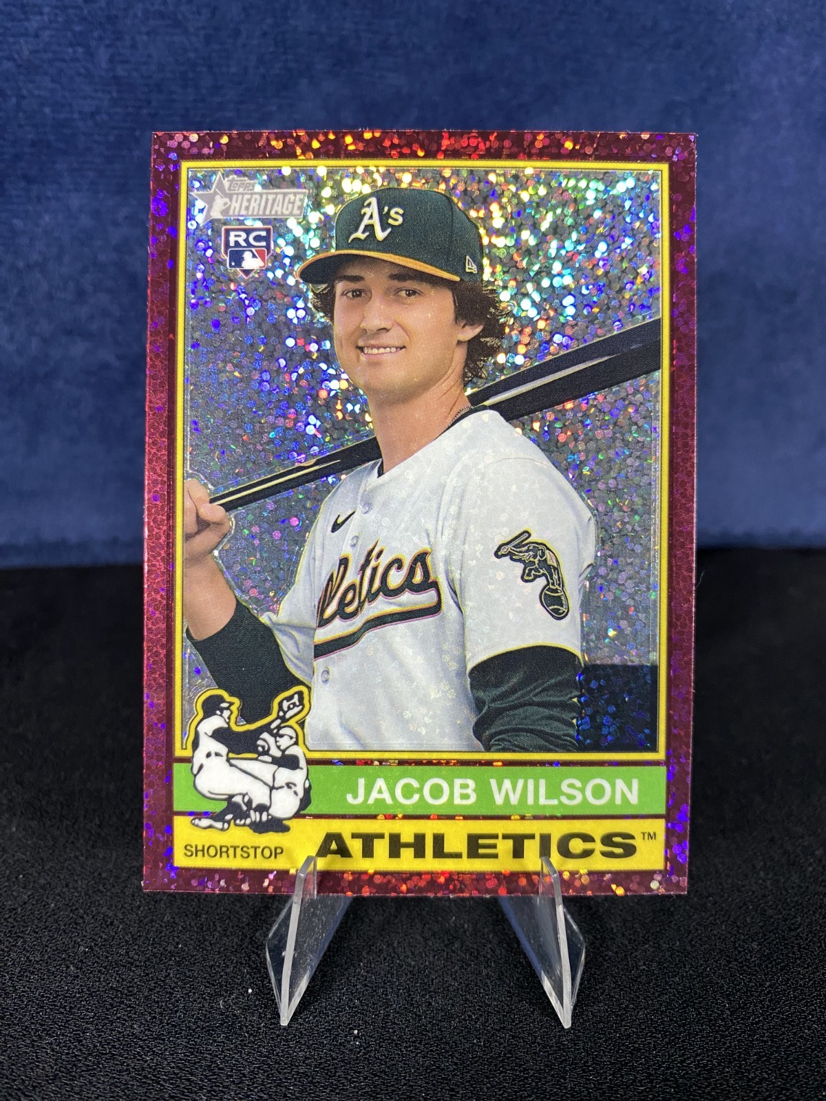 2025 Topps Heritage - Jacob Wilson #15 Chrome Burgundy Sparkle Refractor (RC)