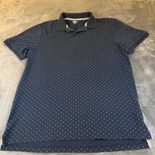 Old Navy Built-In Flex Polo Shirt Blue Dot Print Casual Short Sleeve Mens Large