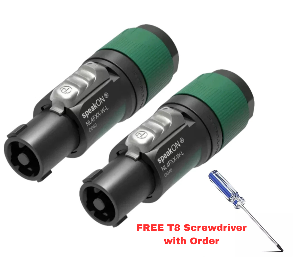 2) Original NEUTRIK NL4FXX-W-L 4-POLE SPEAKON Connector W/Free T8