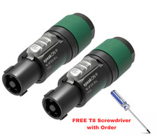  2 Original NEUTRIK NL4FXX-W-L 4-POLE SPEAKON Connector W/Free T8 Screwdriver