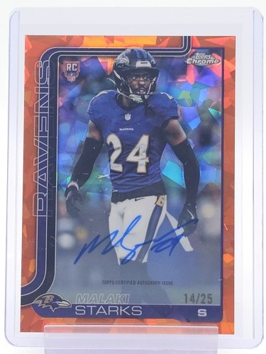 MALAKI STARKS 2025 TOPPS CHROME ROOKIE SAPPHIRE ORANGE AUTO /25 #RA-MS Q2091