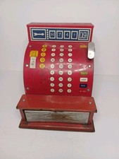 1950's Junior Merchant Red Cash Register Children's Toy KamKap Inc.Tin